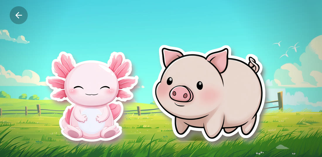 Axo y el cerdito Pancho en un cuento de la granja de PequeJuega